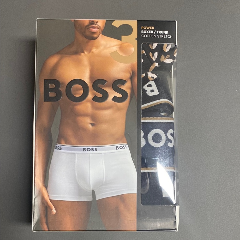 BOSS Men's White Boxer Trunks